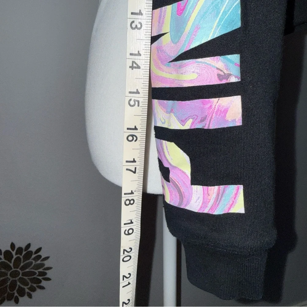Victoria’s Secret Pink Brand Black Crop Hoodie Sweatshirt Women’s Chic Y2K‎ 90’s - Picture 7 of 9